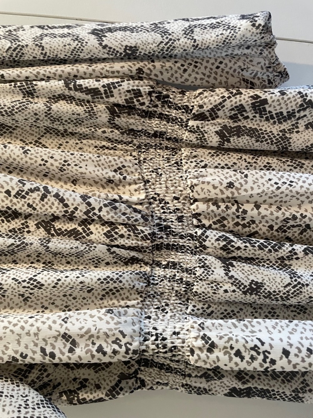 J. Crew Snake-Print Tiered Midi Dress in White and Gray - Picture 3 of 6